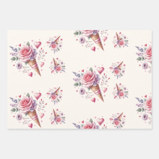 Wasserfarbiges Eiscreme-Brautparty Geschenkpapier Set (Vorderseite)