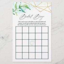 Wasserfarbiges geometrisches Brautparty Bingo