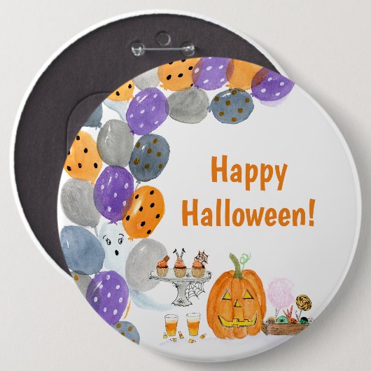 Wasserfarbiges Halloween-KostümParty Button (Vorne & Hinten)