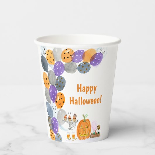 Wasserfarbiges Halloween-KostümParty Pappbecher (Rückseite)
