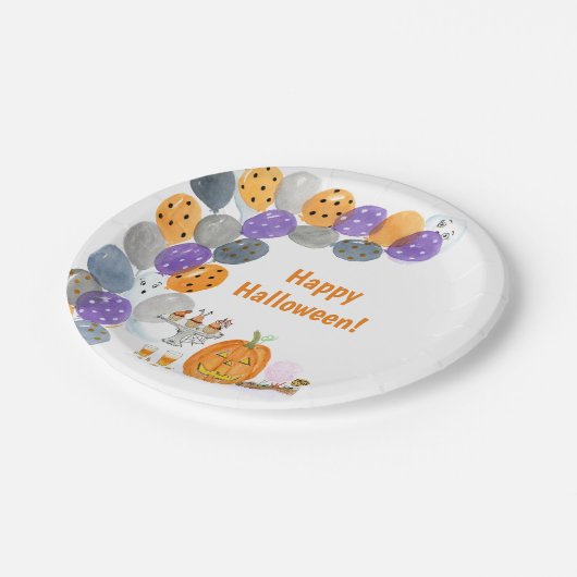 Wasserfarbiges Halloween-KostümParty Pappteller (Schrägansicht)