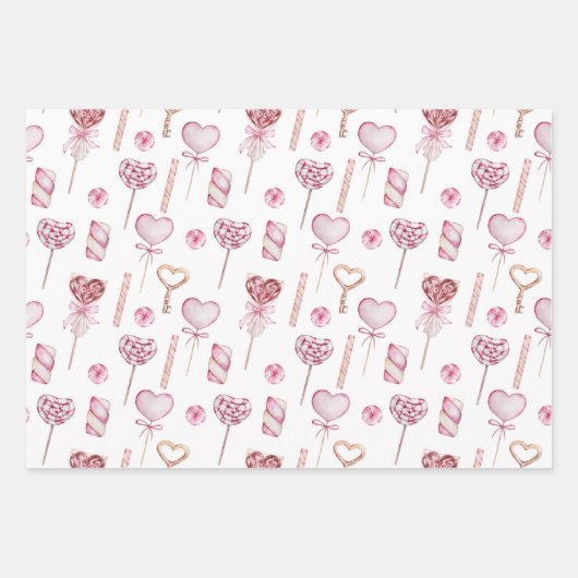 Wasserfarbiges Muster eines süßen Herzens Geschenkpapier Set (Vorderseite 3)