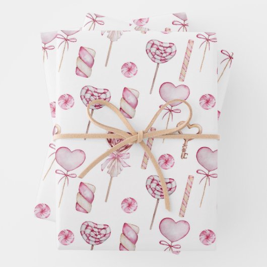 Wasserfarbiges Muster eines süßen Herzens Geschenkpapier Set (Beispiel)