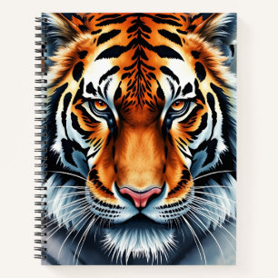 Wasserfarbiges Tiger-Portrait mit scharfen Augen Notizblock