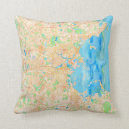 Wasserfarbkarte von Boston Pillow Kissen