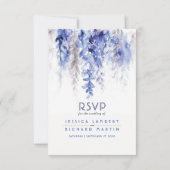 Wasserfarbkaskade Hochzeit dunkelblau grau RSVP Karte (Rückseite)