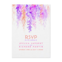 Wasserfarbkaskadierung lila-Orangenhochzeit RSVP
