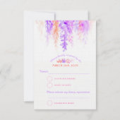Wasserfarbkaskadierung lila-Orangenhochzeit RSVP Karte (Rückseite)