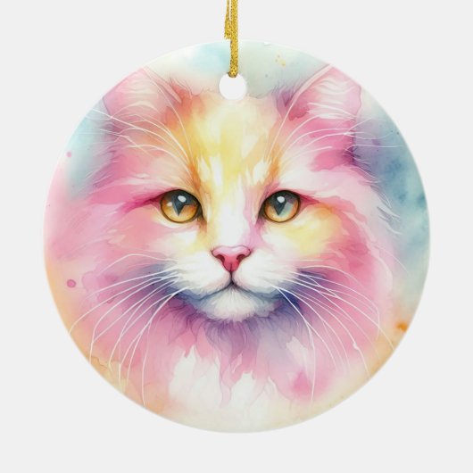 Wasserfarbkatze Keramik Ornament (Hinten)