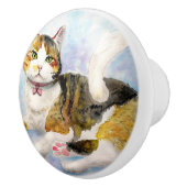 Wasserfarbkatze Keramikknauf (Rechts)