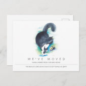 Wasserfarbkatze Neue Zuhause-Bewegung Ankündigung Postkarte (Vorne/Hinten)