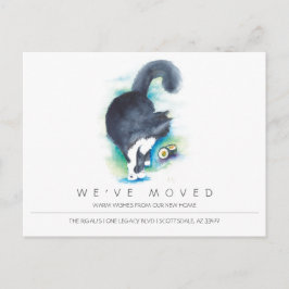 Wasserfarbkatze Neue Zuhause-Bewegung Ankündigung Postkarte