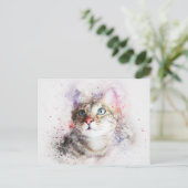 Wasserfarbkatze Postkarte (Stehend Vorderseite)