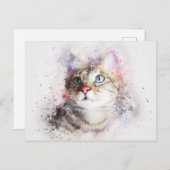 Wasserfarbkatze Postkarte (Vorne/Hinten)