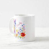 Wasserfarbkatze und Blume Personalisiert Kaffeetasse (Vorderseite Links)
