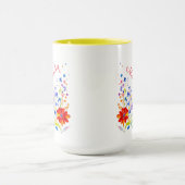 Wasserfarbkatze und Blume Personalisiert Tasse (Zentrum)