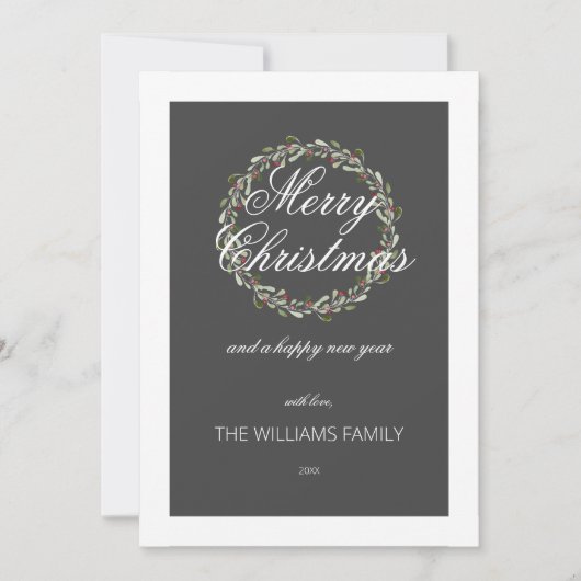 Wasserfarbkranz der Weihnachtskarte, grau (Vorderseite)