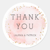 Wasserfarbkreis blush Vielen Dank Runder Aufkleber (Vorderseite)
