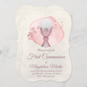 Wasserfarbkreis Erste Kommune Mädchen Einladung (Vorne/Hinten)