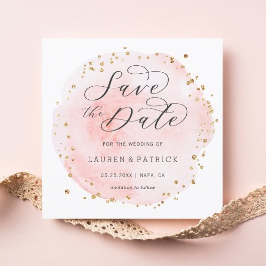 Wasserfarbkreis Save the Date Quadrat-Karte blush