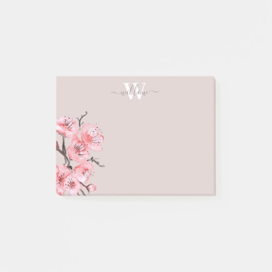 Wasserfarbkreuz Blossom Tan Monogram Post-it Klebezettel (Vorderseite)