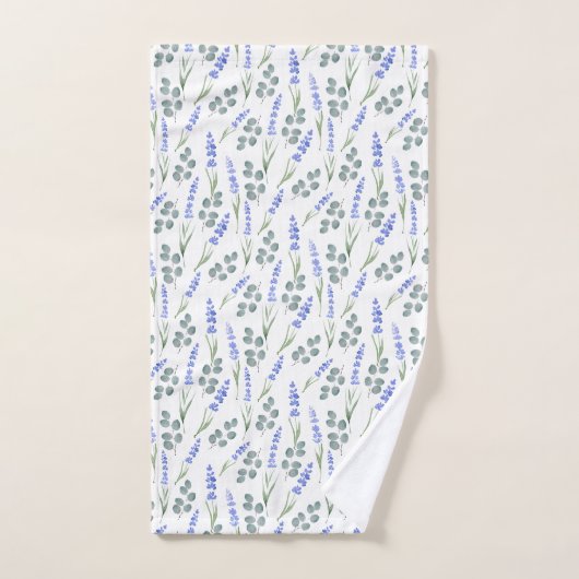 Wasserfarblavender und Eukalyptus-Muster Badhandtuch Set (Handtuch)