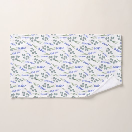 Wasserfarblavender und Eukalyptus-Muster Badhandtuch Set (Handtuch)