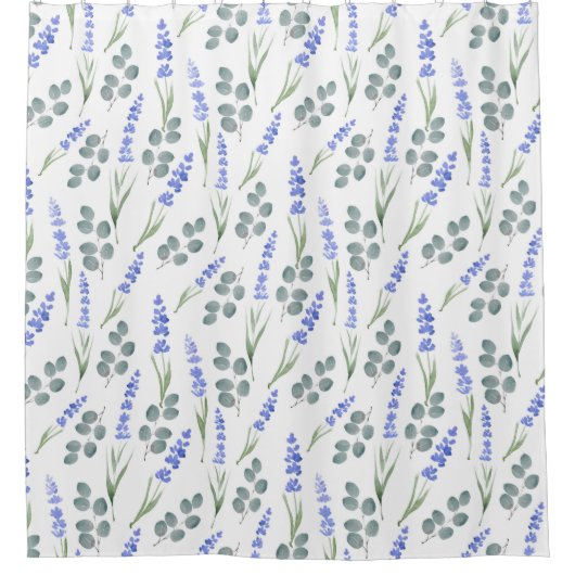 Wasserfarblavender und Eukalyptus-Muster Duschvorhang (Vorderseite)