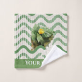 Wasserfarblich gestreifte Wasserlilien Badhandtuch Set (Waschlappen)