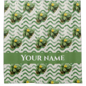 Wasserfarblich gestreifte Wasserlilien Duschvorhang (Vorderseite)