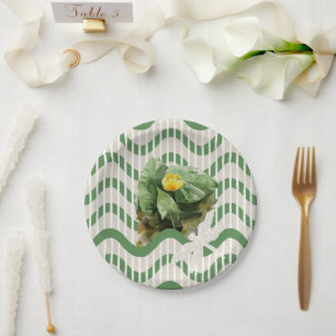 Wasserfarblich gestreifte Wasserlilien Pappteller