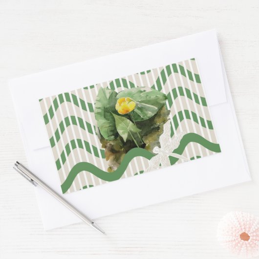 Wasserfarblich gestreifte Wasserlilien Rechteckiger Aufkleber (Umschlag)