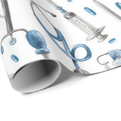 Wasserfarbloses Muster medizinischer Hilfsgüter Geschenkpapier (Rolleneckpunkt)