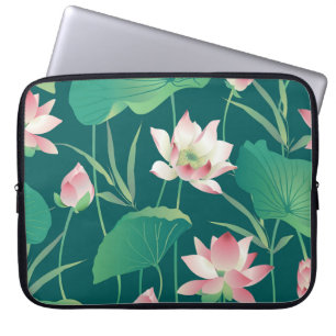 Wasserfarblotus: Vintage nahtlose Blume. Laptopschutzhülle