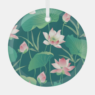 Wasserfarblotus: Vintage nahtlose Blume. Ornament Aus Glas