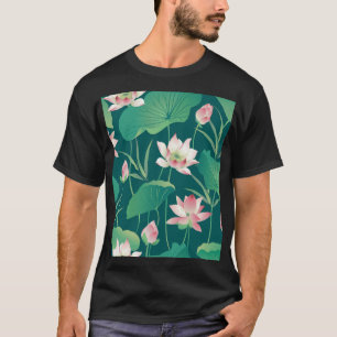 Wasserfarblotus: Vintage nahtlose Blume. T-Shirt