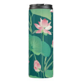 Wasserfarblotus: Vintage nahtlose Blume. Thermosbecher (Rückseite)