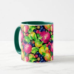 Wasserfarbmontage bunter Früchte Tasse