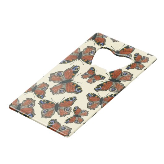 Wasserfarbmuster der Schmetterlinge Geldkarten Flaschenöffner (Vorderseite Schrägansicht)