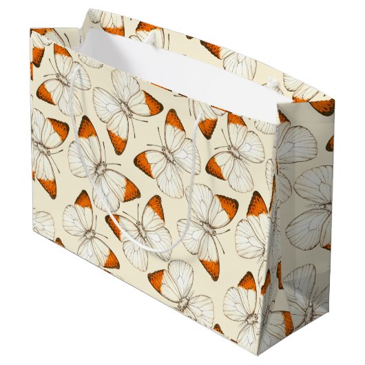 Wasserfarbmuster der Schmetterlinge Große Geschenktüte (Rückseite Schrägansicht)