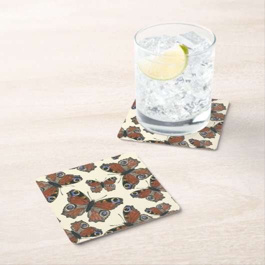 Wasserfarbmuster der Schmetterlinge Rechteckiger Pappuntersetzer (Vor Ort)