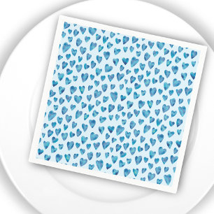 Wasserfarbmuster des Blauen Herzens Serviette