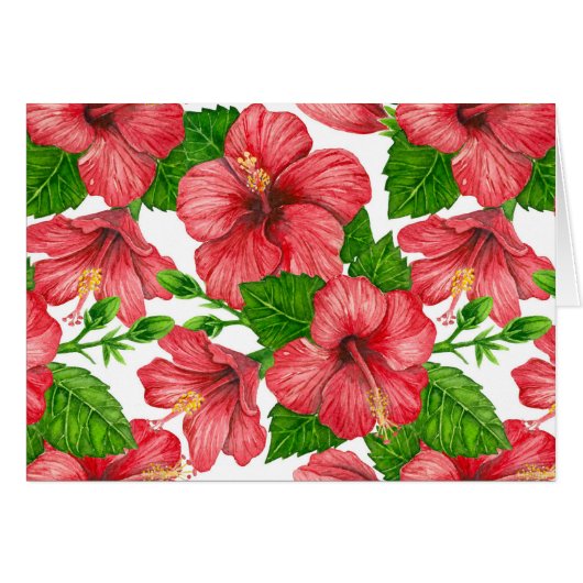 Wasserfarbmuster des roten Hibiskus (Vorderseite (Horizontal))