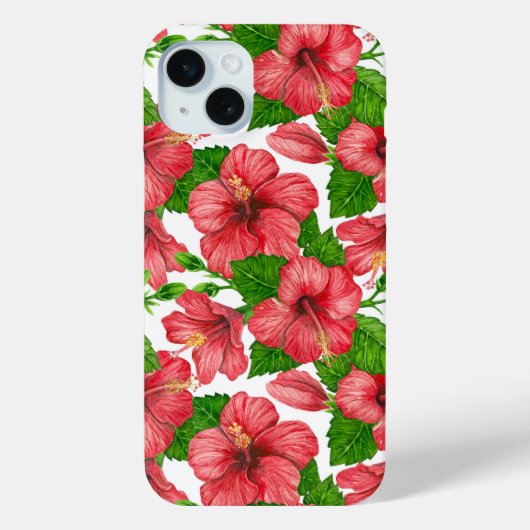 Wasserfarbmuster des roten Hibiskus Case-Mate iPhone Hülle (Rückseite)