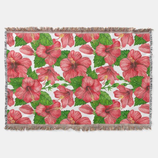 Wasserfarbmuster des roten Hibiskus Decke (Vorderseite)