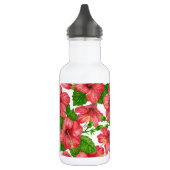 Wasserfarbmuster des roten Hibiskus Edelstahlflasche (Links)