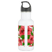 Wasserfarbmuster des roten Hibiskus Edelstahlflasche (Rückseite)