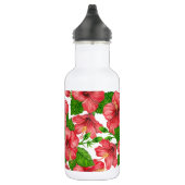 Wasserfarbmuster des roten Hibiskus Edelstahlflasche (Rechts)