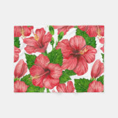 Wasserfarbmuster des roten Hibiskus Fleecedecke (Vorderseite (Horizontal))