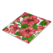 Wasserfarbmuster des roten Hibiskus Fliese (Seite)